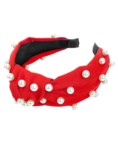Red Pearl Knotted Headband
