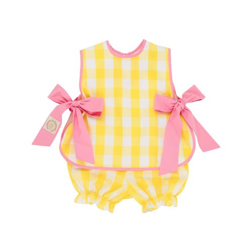 Talbott Tie Side-Seaside Sunny Yellow Check W/ Hamptons Hot Pink