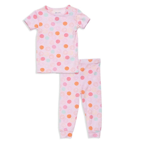 Pink Smile Modal Magnetic Toddler Pajama Short Sleeve Set