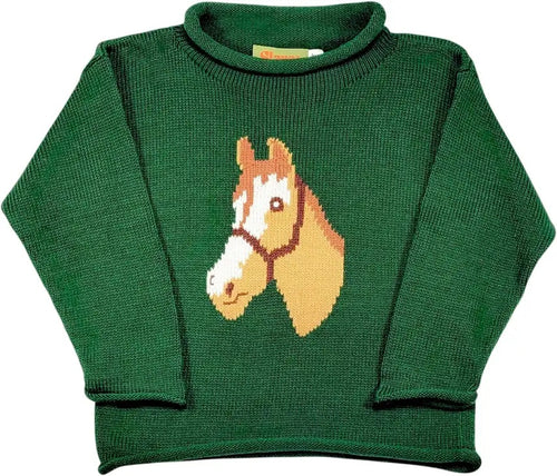 Horse Head Rollneck Sweater - Hunter Green