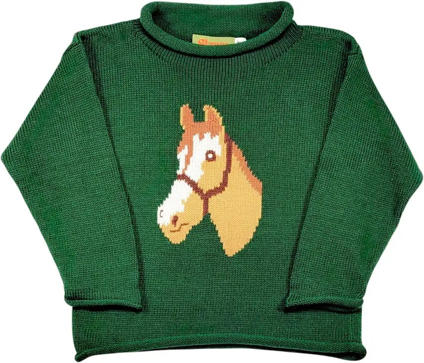 Horse Head Rollneck Sweater - Hunter Green