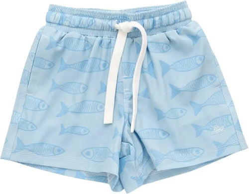Blue Fish Swim Trunks