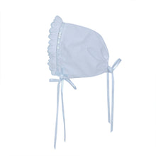 White/Blue Scallop Ruffle Finn Daygown + Bonnet Set