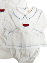 Blue Bitty Dot Crochet Wagon Diaper Set