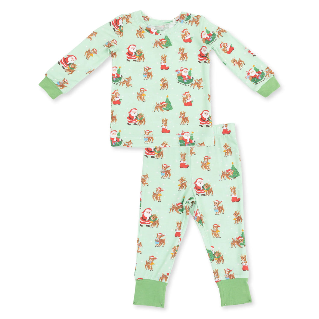 Vintage Reindeer & Santa Unisex - Long Sleeve Loungewear Set
