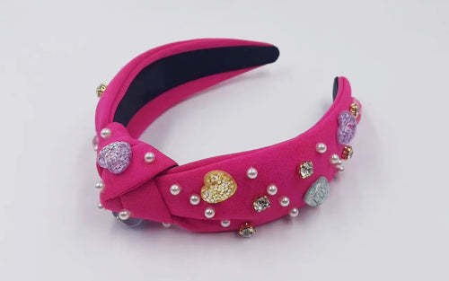 Hearts and Jewels Knotted Headband