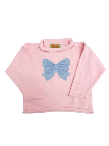 Pink/Blue Bow Rollneck Sweater