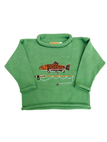 Trout and Fishing Rod Rollneck Sweater