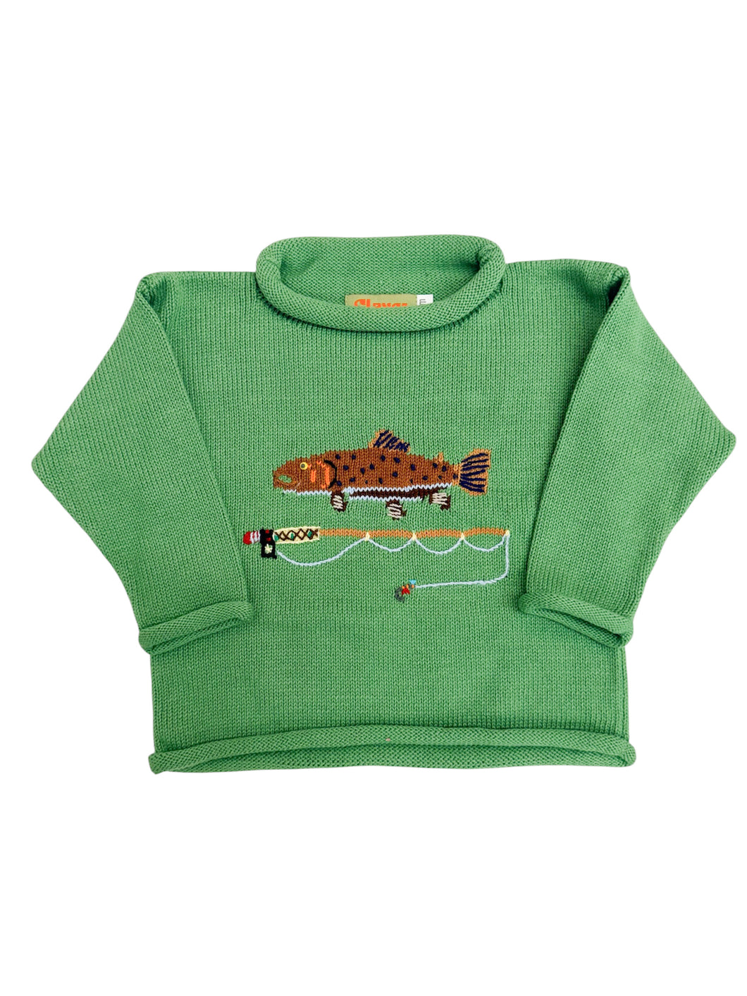 Trout and Fishing Rod Rollneck Sweater