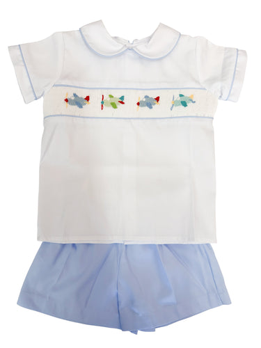 Airplane Smocked Short Set