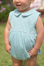 Turks Teal Stripe Sleeveless Bradford Bubble - Pima