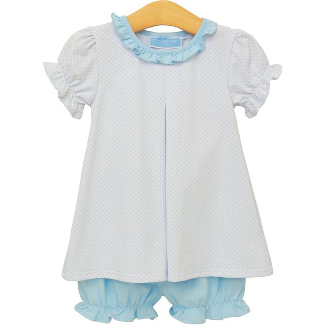 Light Blue Bitty Dot Harriet Bloomer Set