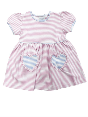 Pink Stripe Heart Pocket Pop Over Dress