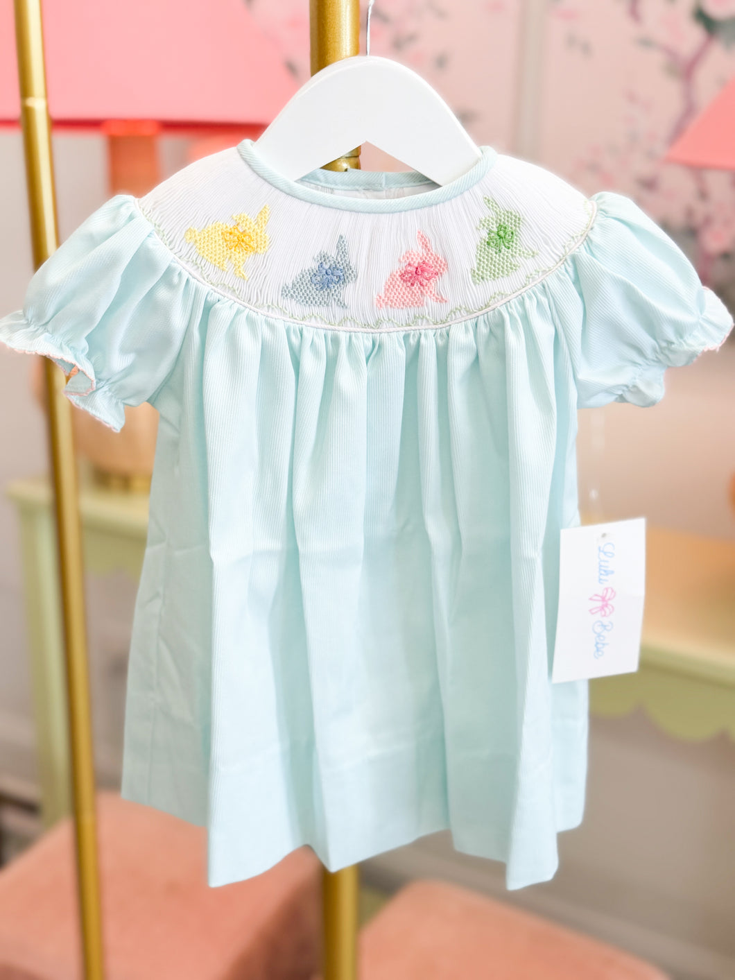 Mint Bunny Smocked Bishop
