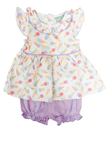 Ice Cream Ruffle Neck Bloomer Set