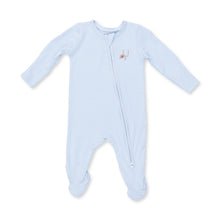 Football Blue Micro Stripe 2 Way Zipper Footie
