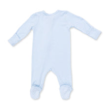 Football Blue Micro Stripe 2 Way Zipper Footie