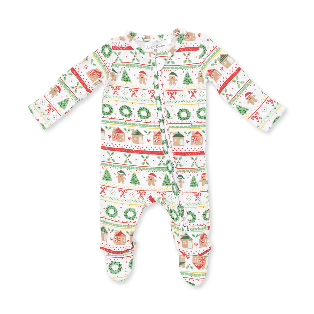 Gingerbread Fair Isle Uniisex - 2 Way Zipper Footie