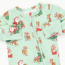 Vintage Reindeer & Santa Unisex - 2 Way Zipper Footie