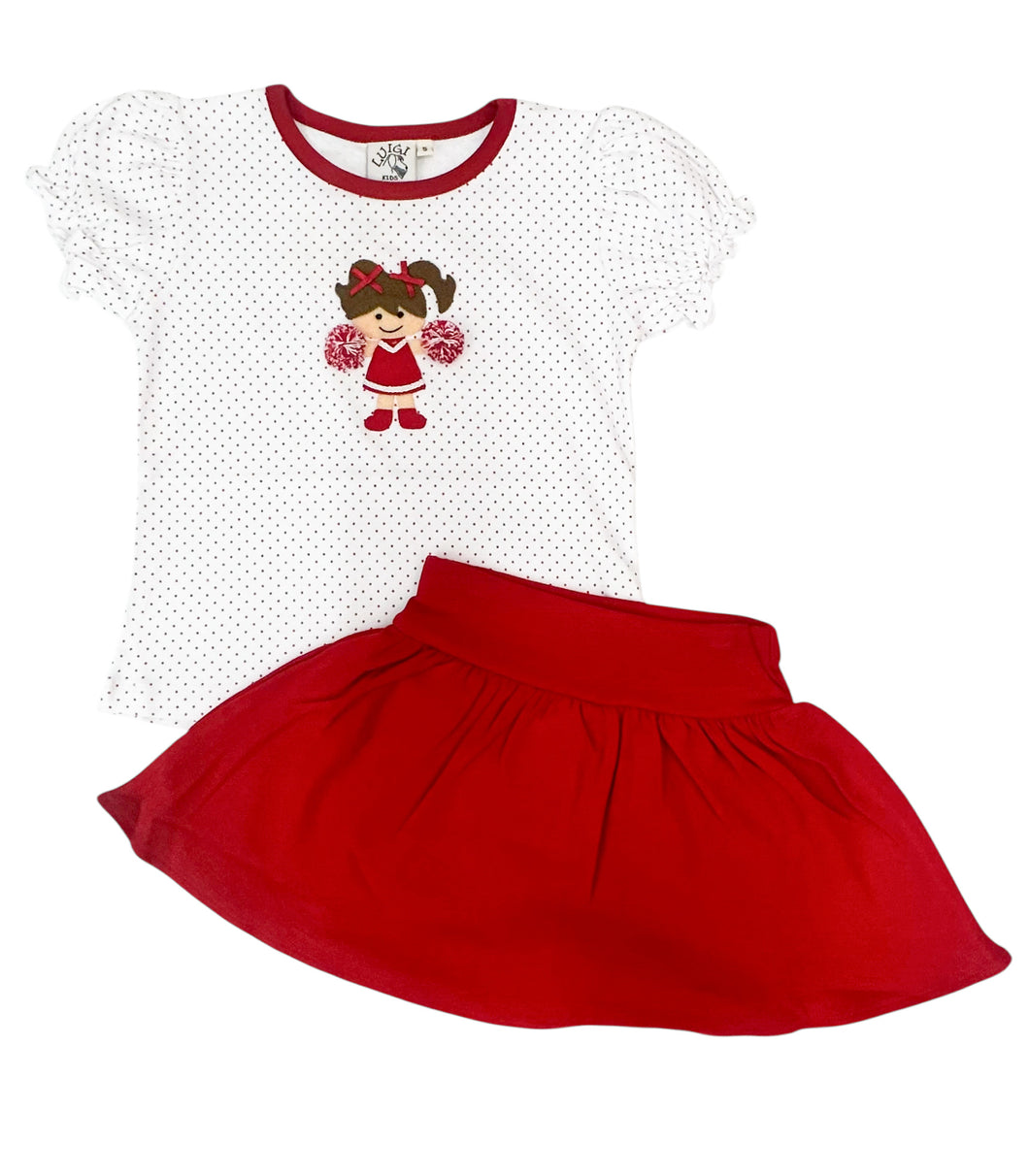 Red & White Cheerleader Skort Set