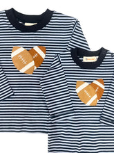Sky Blue/Navy Stripe Football Tee
