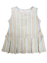 Pink/Blue Stripe Pleated Athleisure Dress