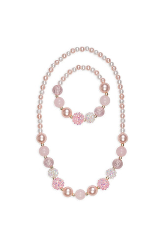 pinky Pearl Necklace & Bracelet Set