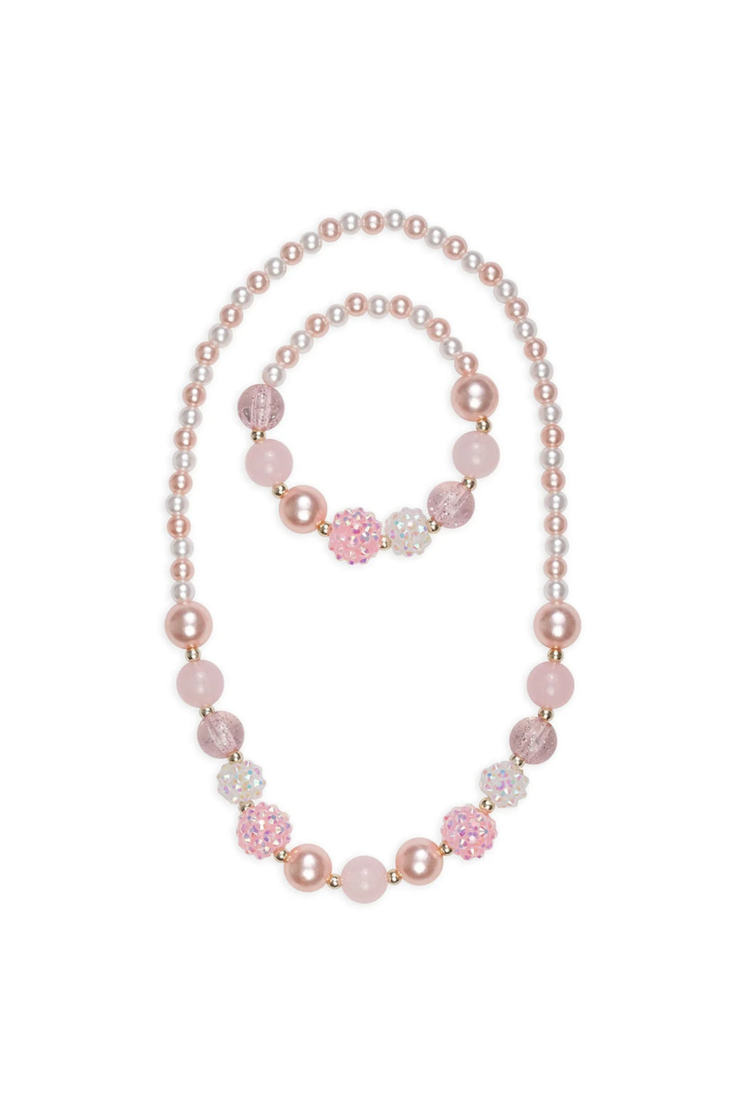pinky Pearl Necklace & Bracelet Set