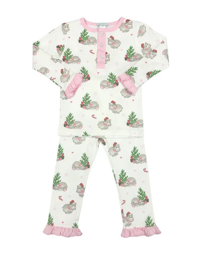 Pink Christmas Hippo Pajama Set