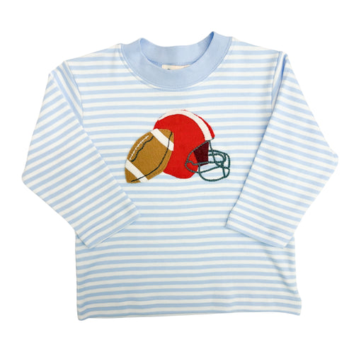 Blue Stripe Football Tee W/ Red Helmet