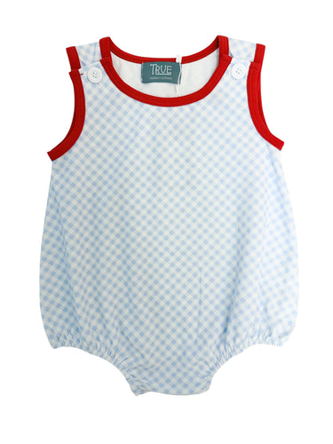 Blue Gingham/Red Trim Knit Sunbubble