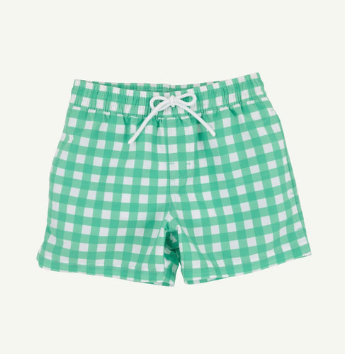 Gibson Island Green Gingham Tortola Swim Trunks
