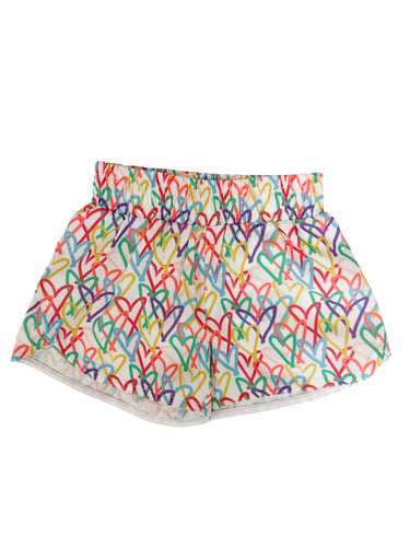 Multi Heart Athleisure Shorts