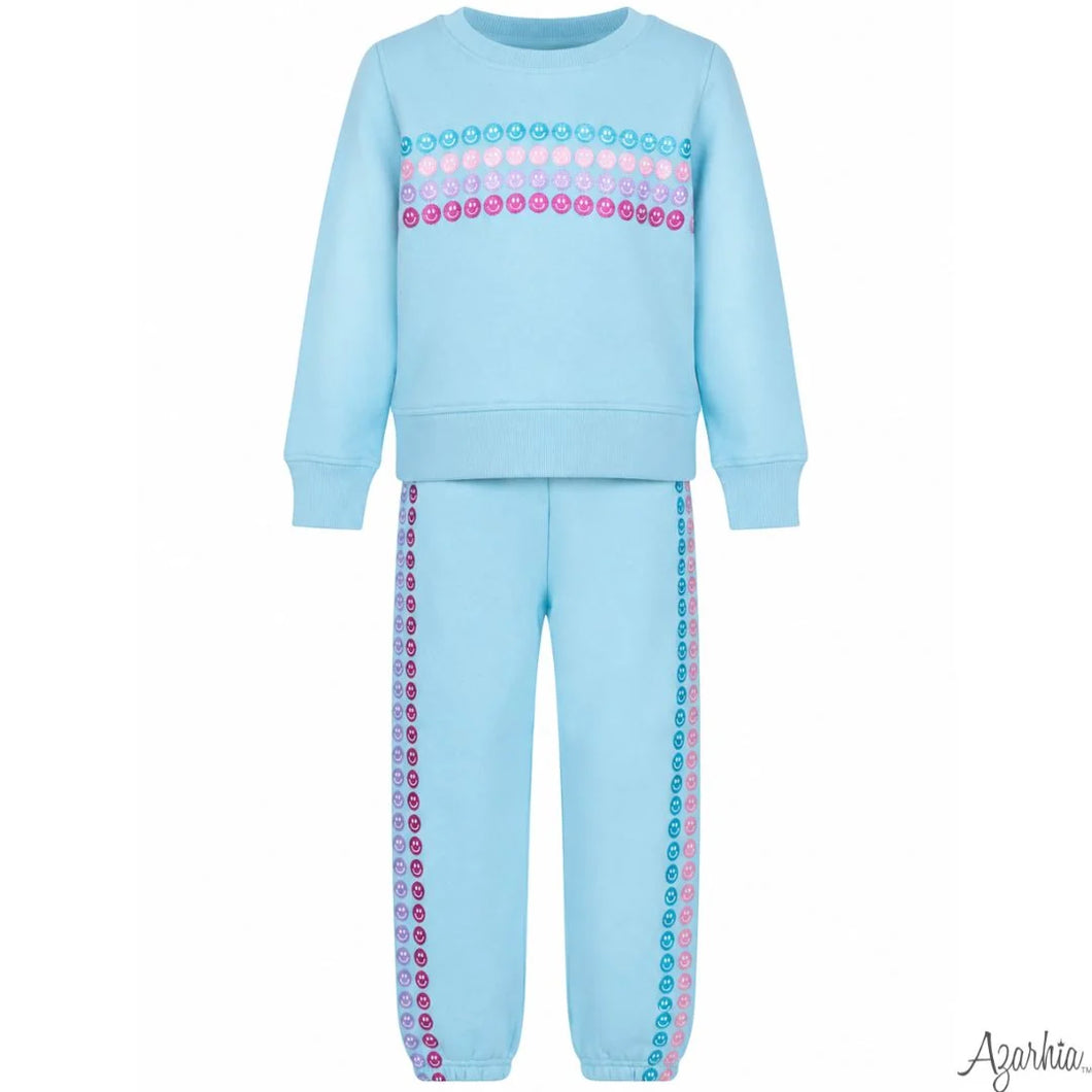 Glitter Smiley Sweat Suit Set