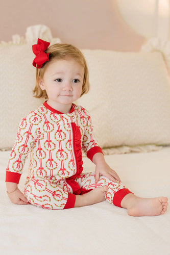 Christmas Wreaths Zip Up Jammies