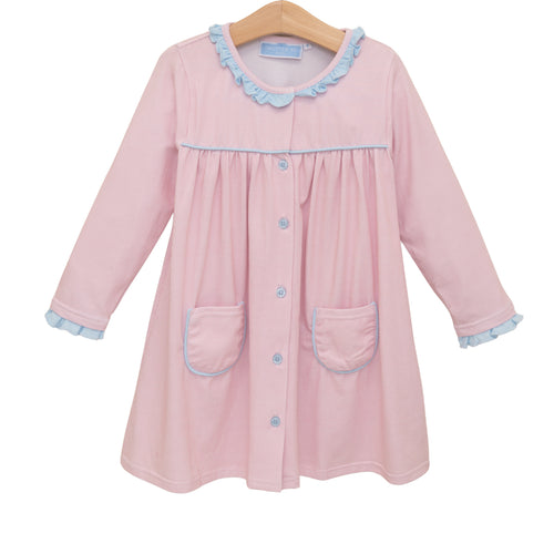 Amelia Dress - Light Pink Micro-gingham/Light Blue