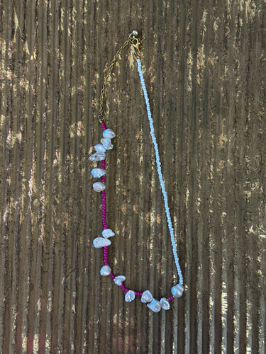 Pink and white shell necklace
