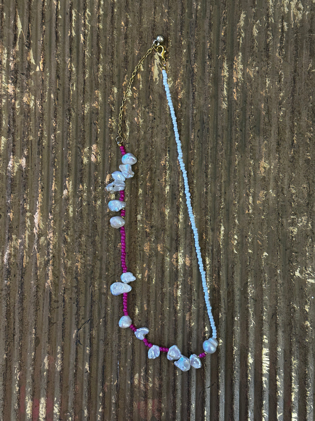 Pink and white shell necklace
