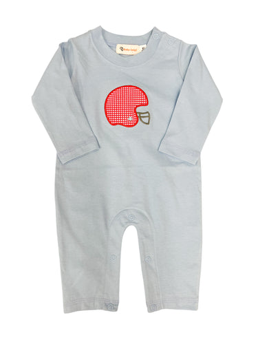 Red Gingham Football Helmet Romper