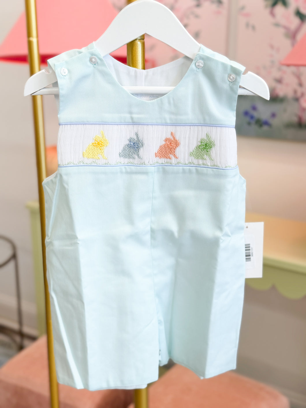 Mint Bunny Smocked Shortall