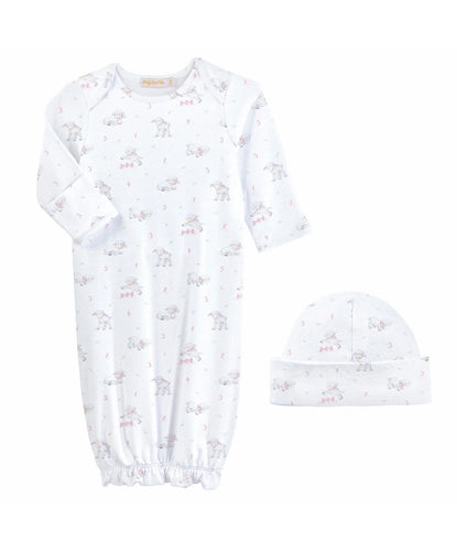 Pink Tiny Baby Sheep Pima Gown & Hat Set