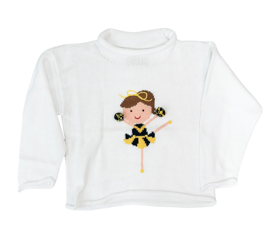 Black and Gold Cheerleader Roll Neck Sweater