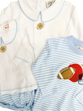 Powder Blue Stripe Crochet Football Diaper Set