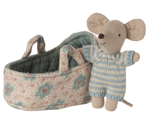 Baby mouse in Carry Cot - Blue