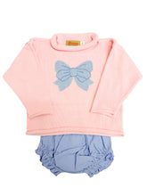 Pink/Blue Bow Rollneck Sweater
