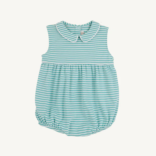 Turks Teal Stripe Sleeveless Bradford Bubble - Pima