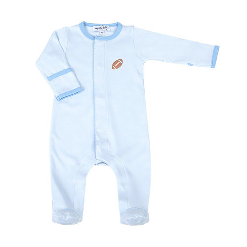 Darling Football Embroidery Footie-Blue