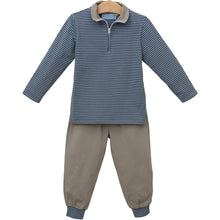 Blue Stripe/Beige Tucker Pullover Set