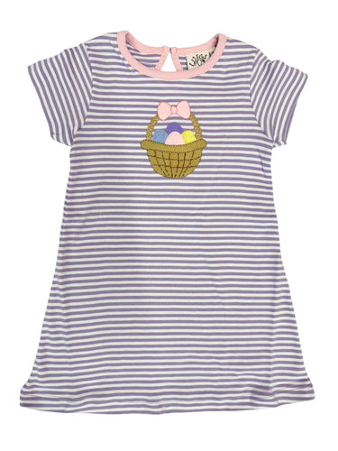 Lavender Stripe Dress w/ Easter Basket