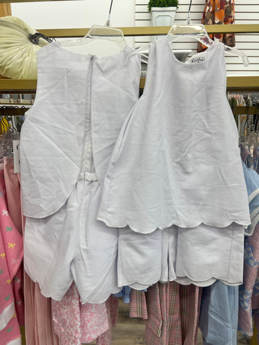 White Scallop Pique Romper